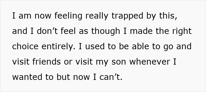 Text expressing a grandma feeling stuck babysitting five kids and regretting agreeing to the overwhelming situation. Text expressing a grandma feeling stuck babysitting five kids and regretting agreeing to the overwhelming situation.