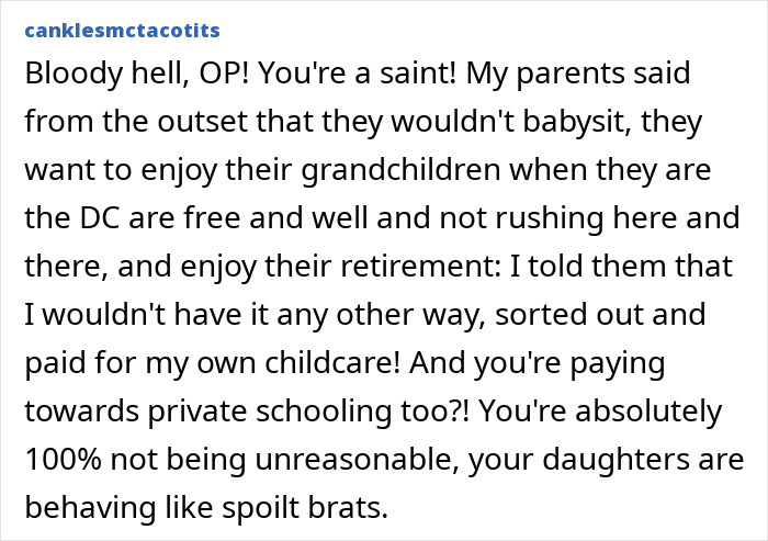 Comment discussing grandma feeling stuck babysitting five kids and regretting agreeing to watch them all. Comment discussing grandma feeling stuck babysitting five kids and regretting agreeing to watch them all.