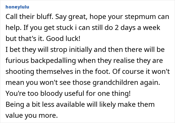 Comment on grandma feeling stuck babysitting five kids, sharing advice on setting limits and gaining respect. Comment on grandma feeling stuck babysitting five kids, sharing advice on setting limits and gaining respect.