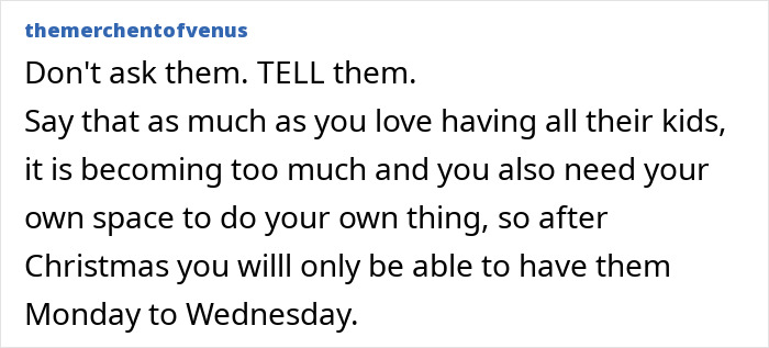 Alt text: Text discussing feeling overwhelmed babysitting multiple kids and needing personal space after Christmas. Alt text: Text discussing feeling overwhelmed babysitting multiple kids and needing personal space after Christmas.
