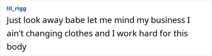 Screenshot of a social media post where a woman defends her activewear style amid public decency debates.