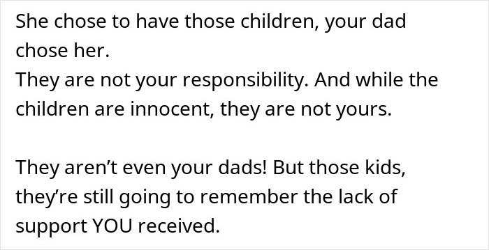 Text excerpt discussing a teen refusing to babysit step-siblings and the emotional impact on family relationships.