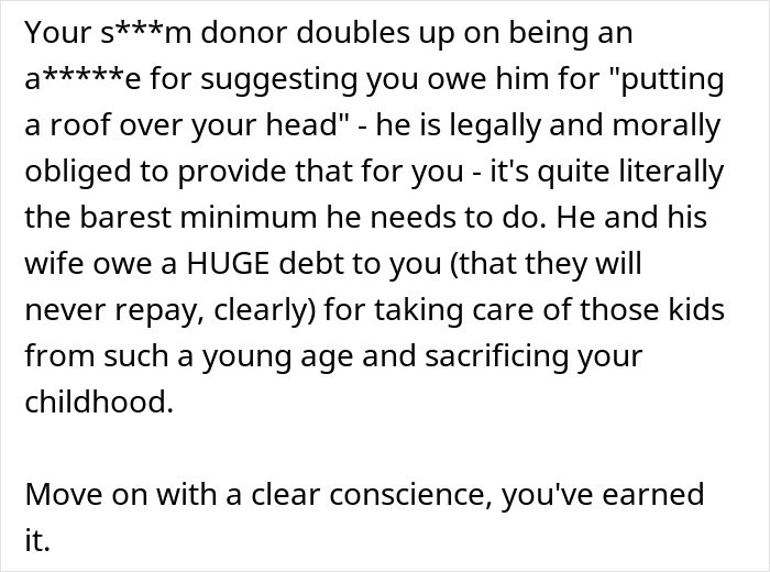 Text message exchange about a teen refusing to babysit step-siblings, causing a father to become fuming and upset.
