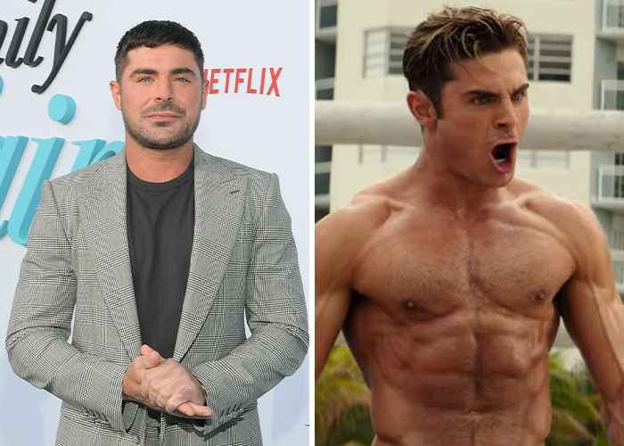 Actor Zac Efron showcasing extreme physical transformation and dedication for a challenging movie role in the entertainment industry.