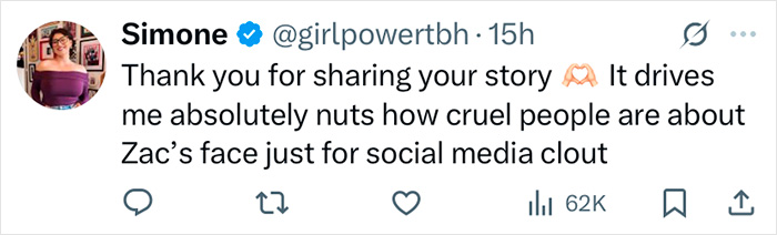 Social media post discussing public reactions to Zac Efron's back to normal face and expert opinions on changes.