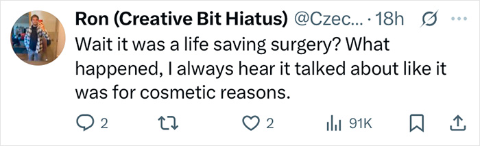 Twitter user Ron questioning Zac Efron's back to normal face and discussing expert opinions on what happened to him.