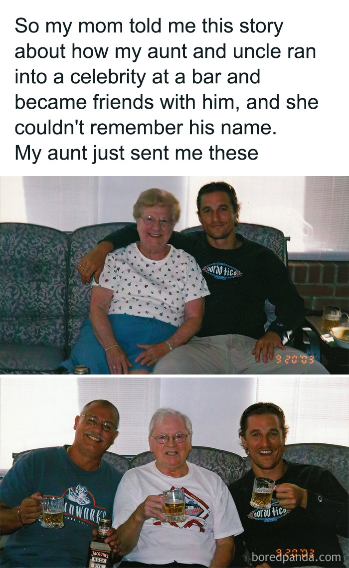 Two photos showing sweet and wholesome moments with a celebrity, perfect for wholesome pics to cleanse your feed.