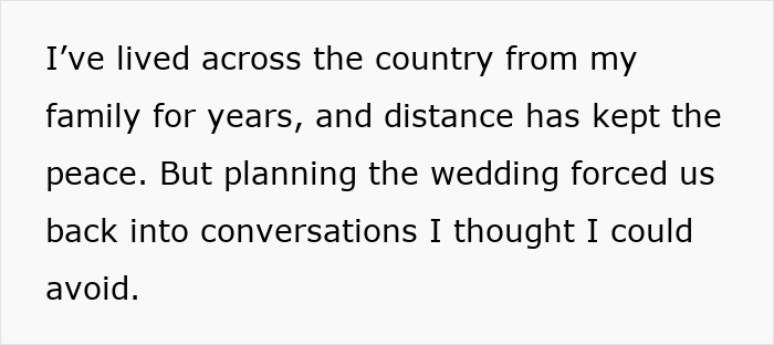 Text about a man cutting off parents after their revenge in response to his small wedding plans. Text about a man cutting off parents after their revenge in response to his small wedding plans.