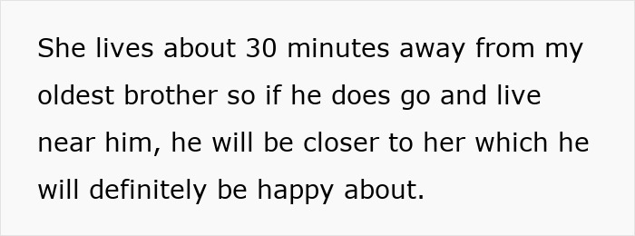 Text discussing family dynamics about a vegan teen and a mom planning to keep toxic relative and brother away.