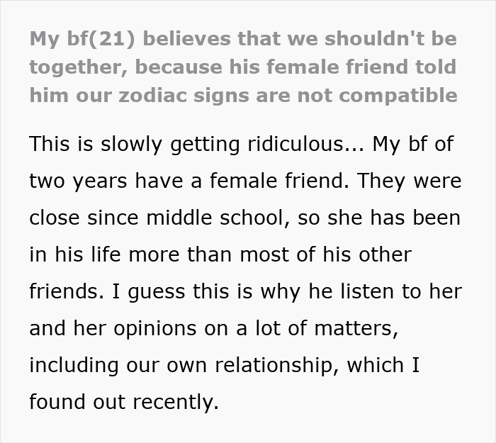 Text message conversation about a boyfriend blaming relationship issues on zodiac signs, focusing on astrology obsession.