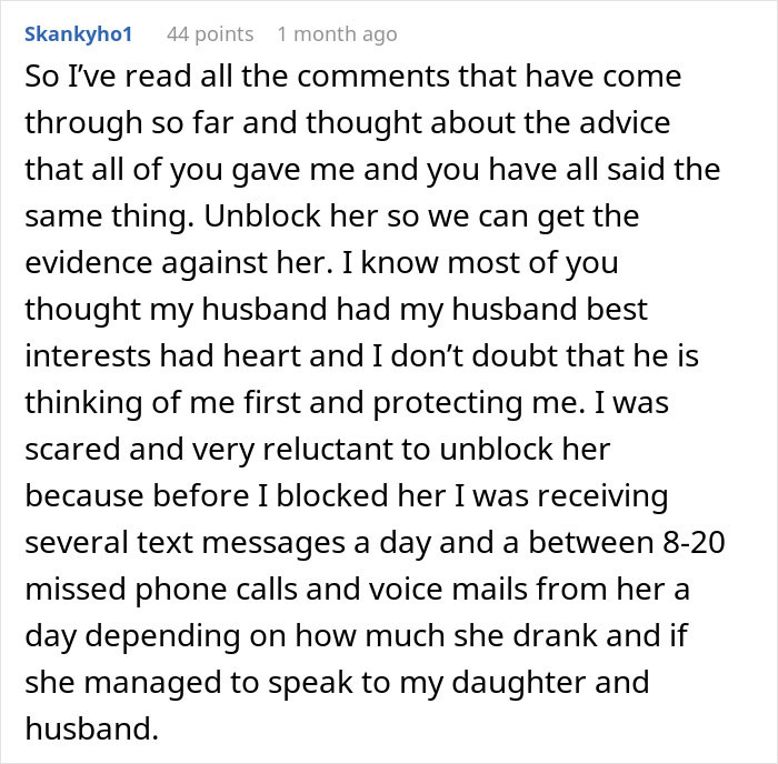Woman receives advice about restraining order after years of harassment from mother-in-law affecting marriage and family.