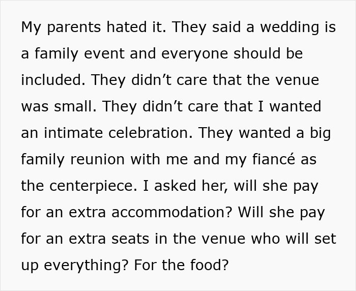 Man cuts off parents after their revenge over his plans for a small wedding and intimate celebration. Man cuts off parents after their revenge over his plans for a small wedding and intimate celebration.