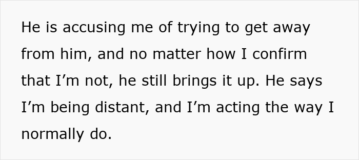 Text excerpt showing a man describing accusations of distance while pushing for open marriage but feeling insecure and unable to handle it. Text excerpt showing a man describing accusations of distance while pushing for open marriage but feeling insecure and unable to handle it.