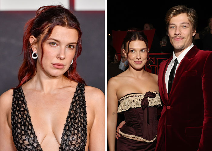 Actress with red hair and black dress, and couple dressed formally at an event, related to celebrities who changed their names.