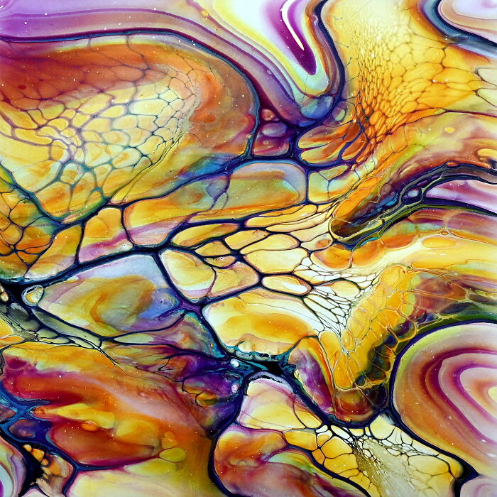 Bloom Transfer With Gorgeous Color Combo: My Acrylic Pouring Technique