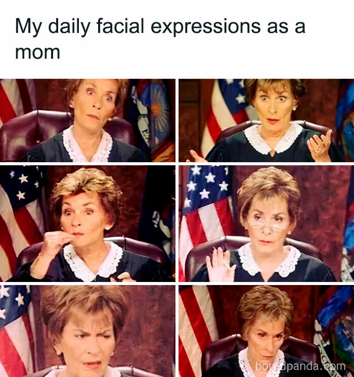 Funny and savage parenting memes show a mom’s daily facial expressions capturing the chaos and humor of motherhood.