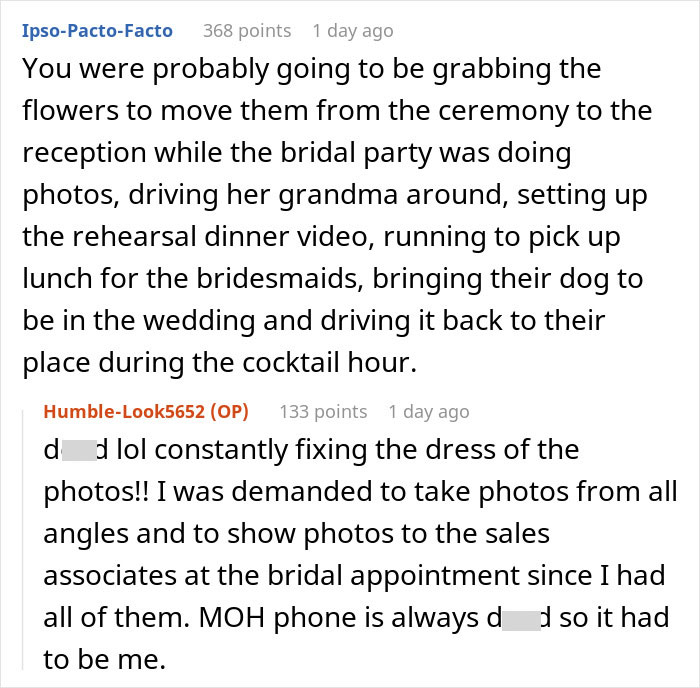 Text conversation about wedding dress shopping struggles and friendship challenges during bridal appointments. Text conversation about wedding dress shopping struggles and friendship challenges during bridal appointments.