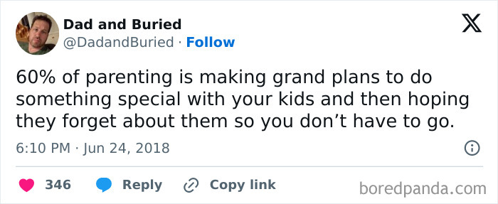 A relatable meme for parents humorously describing the reality of parenting plans and family commitments.