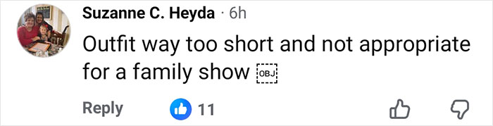 Comment criticizing Gwen Stefani&rsquo;s outfit as too short and inappropriate for a family show at Rockefeller Tree Lighting event.