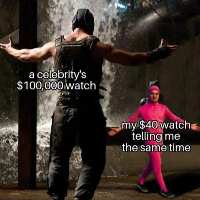 Memes comparing a celebrity's expensive watch with a $40 watch humorously showing the same time, highlighting hilarious moments.