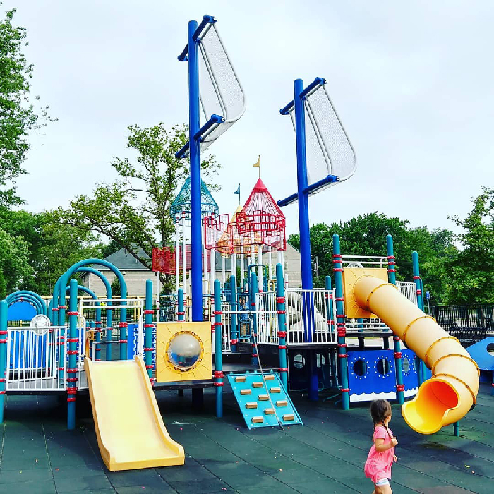 Colorful playground in NYC with slides and climbing structures, capturing fun facts about the city’s unique play areas.