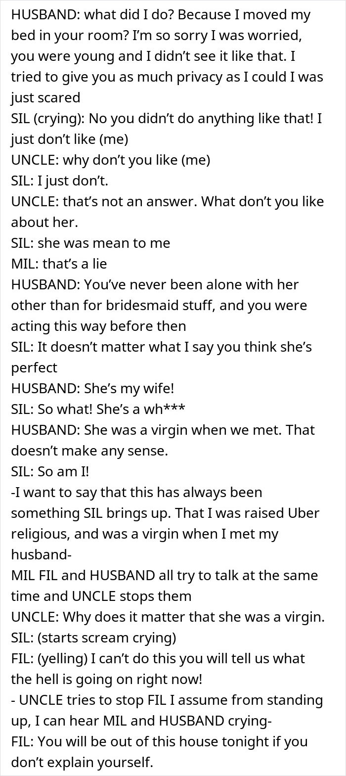 Text conversation revealing family conflict over woman&rsquo;s obsession with her brother leading to hospitalization.