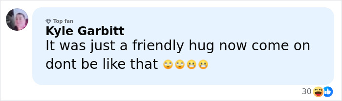 Comment from Kyle Garbitt discussing a friendly hug amid JD Vance marriage speculation and viral moments.