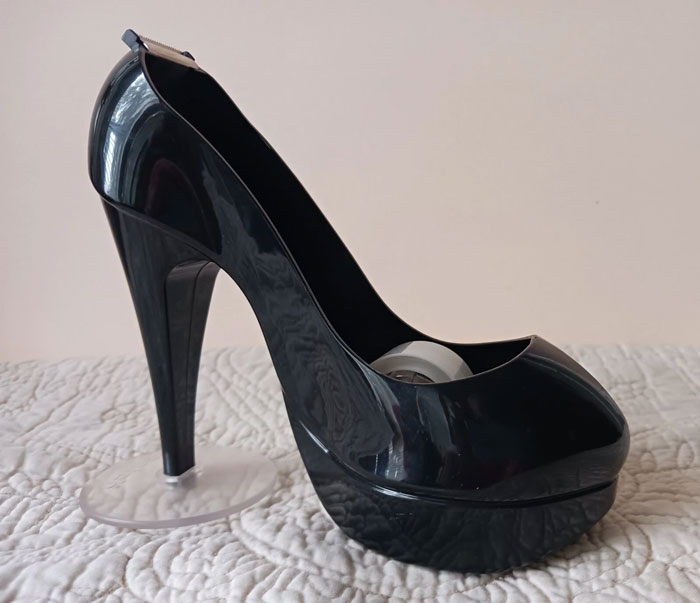 High heel shoe tape dispenser, a popular white elephant gift that everyone will try to steal.