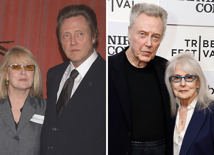 Celebrity couples pictured at different events, showcasing enduring love and lasting relationships over time.