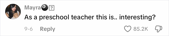 Comment from Mayra questioning parenting choices in response to a viral homeschool clip raising eyebrows online.