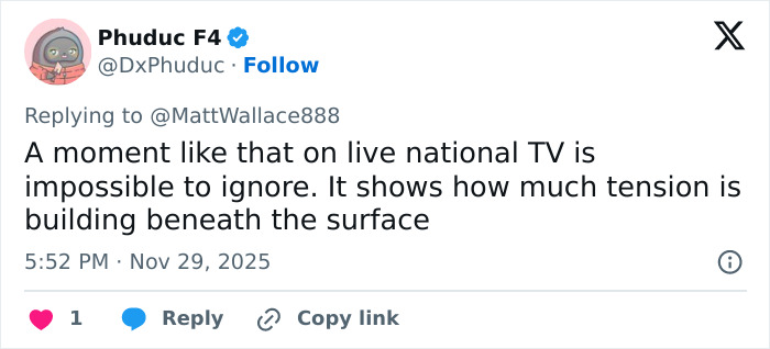 Tweet discussing French soldier's odd behavior behind Macron during tense national TV moment sparking conspiracy theories.