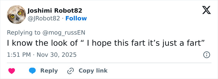 Tweet from user Joshimi Robot82 humorously commenting on French soldier's odd behavior behind Macron sparking conspiracy theories.