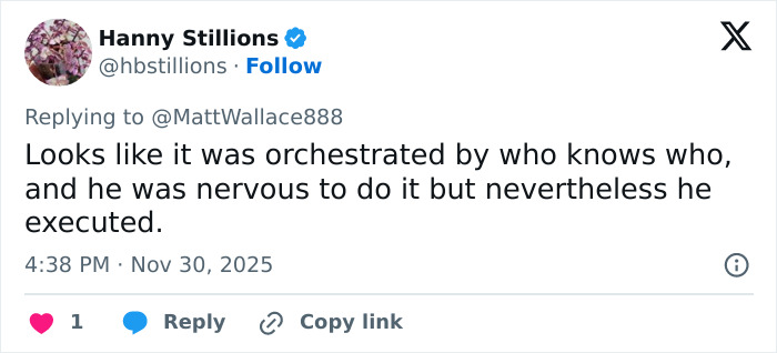 Tweet screenshot showing a user commenting on French soldier's odd behavior behind Macron sparking conspiracy theories.