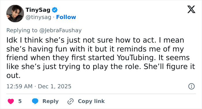 Twitter reply criticizing Apple Martin&rsquo;s self-portrait modeling campaign, calling her an insufferable nepo-baby.