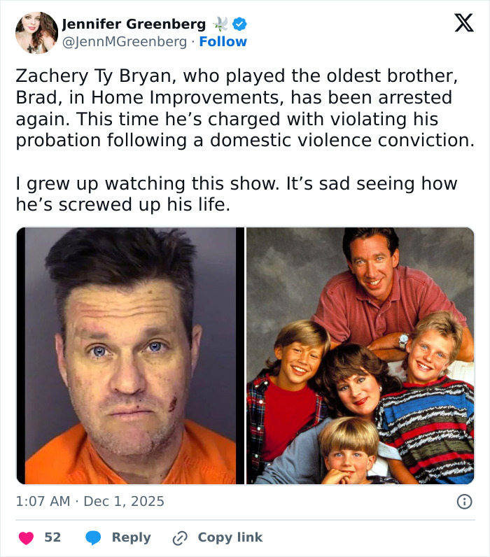 'Home Improvement' Star Zachery Ty Bryan Faces Prison For The 6th Time In 5 Years