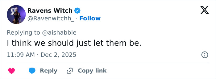 Tweet from user Ravens Witch replying to @aishabble, commenting on Benny Blanco’s cold treatment of Selena Gomez in a viral clip. Tweet from user Ravens Witch replying to @aishabble, commenting on Benny Blanco’s cold treatment of Selena Gomez in a viral clip.