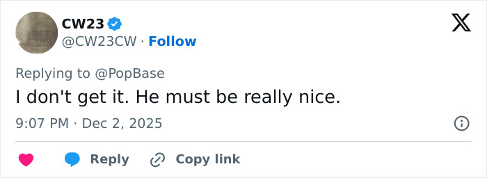 Twitter reply about Miley Cyrus and Maxx Morando's engagement expressing confusion and commenting on his personality.