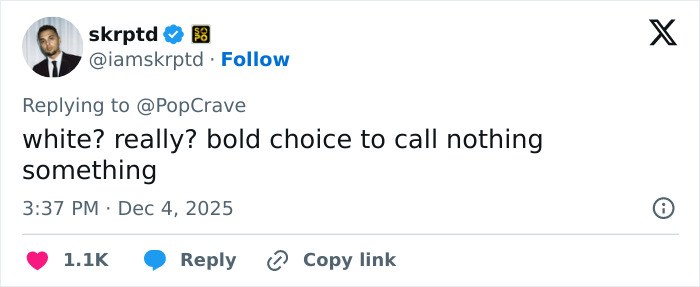 Tweet by user skrptd questioning Pantone&rsquo;s color choice, sparking debate about Pantone&rsquo;s racist Color of the Year online.