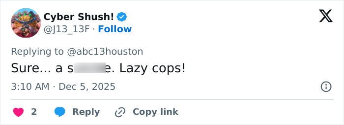 Alt text: Tweet showing a user criticizing police investigation after crucial clue found on late cheerleader's mom phone.