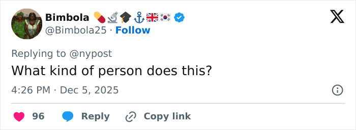 Tweet by Bimbola expressing shock with the phrase What kind of person does this, related to woman abandoned to fatally freeze.