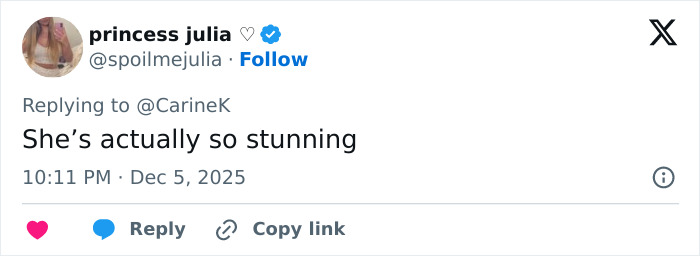 Social media user praising Miley Cyrus&rsquo;s youthful glow and viral makeover after taking the veneers out.