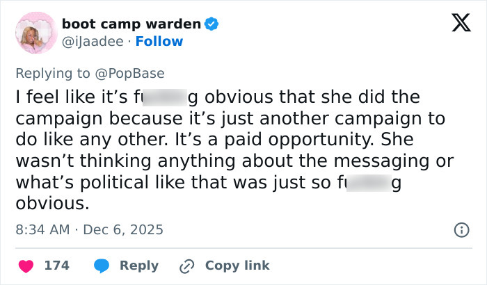 Screenshot of a Twitter reply discussing Sydney Sweeney&rsquo;s American Eagle ad and public reactions to her apology.