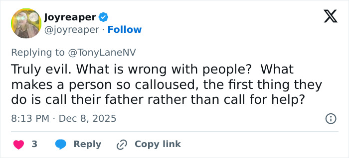 Screenshot of a social media comment questioning the behavior of a wealthy US student after an altercation.