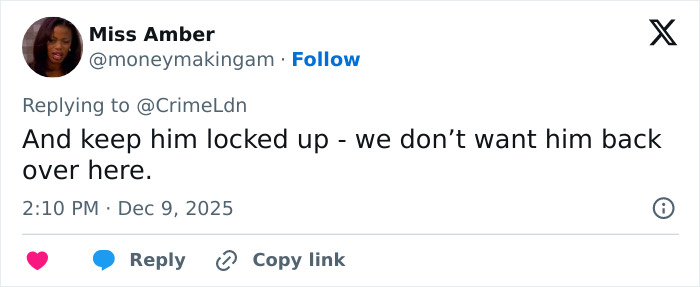 Screenshot of a tweet commenting on the behavior of a wealthy US student after an altercation with his girlfriend.