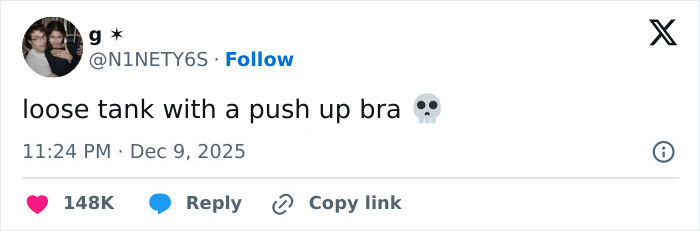 Tweet mentioning a loose tank with a push-up bra, sparking Sydney Sweeney fans to spot an odd detail on Sports Illustrated cover.