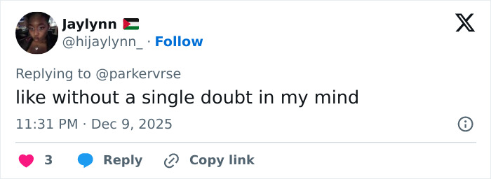 Tweet from Jaylynn expressing strong agreement, related to viral theory about Millie Bobby Brown's newborn daughter. Tweet from Jaylynn expressing strong agreement, related to viral theory about Millie Bobby Brown's newborn daughter.