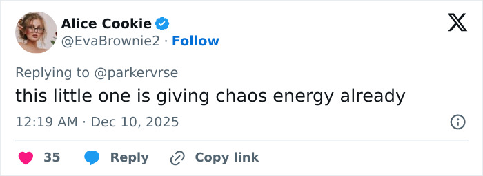 Tweet by Alice Cookie about a viral theory regarding Millie Bobby Brown’s newborn daughter’s energy and new pics. Tweet by Alice Cookie about a viral theory regarding Millie Bobby Brown’s newborn daughter’s energy and new pics.