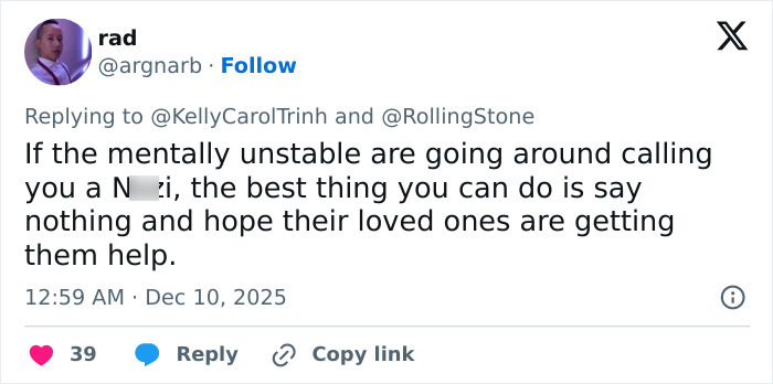 Screenshot of a social media reply discussing mental health in response to a fake conspiracy about Taylor Swift coded messages.