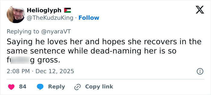 Tweet criticizing Elon Musk&rsquo;s comment about tragic mental illness and dead-naming his daughter sparks online outrage.