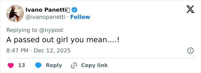 Tweet by Ivano Panetti reacting with comment about a girl, part of discussion on disturbing Epstein desk photo backlash. Tweet by Ivano Panetti reacting with comment about a girl, part of discussion on disturbing Epstein desk photo backlash.